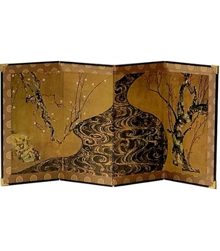 Amazon.co.jp: ミニ屏風 大覚寺牡丹図(だいかくじ ぼたんず)名画屏風小